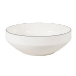 Saladier en porcelaine blanche et liser noir