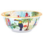 Saladier profond en mélamine pure imprimé de toucans Saladier profond en mélamine pure imprimé de toucans