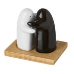 Salière et poivrière couple noir et blanc en céramique Salière et poivrière couple noir et blanc en céramique