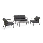 Salon avec coussins en aluminium et corde anthracite / vert