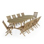 Salon de jardin 10 chaises en teck massif Salon de jardin 10 chaises en teck massif