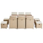 Salon de jardin 10 places en rsine tresse et bois massif d'acacia be