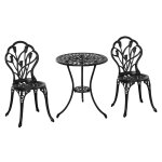 Salon de jardin 2 places 3 pices mtal aspect fer forg noir