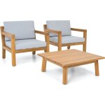 Salon de jardin 2 places - bois fsc - 2 fauteuils et table basse Salon de jardin 2 places - bois fsc - 2 fauteuils et table basse