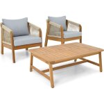 Salon de jardin 2 places - bois fsc - 2 fauteuils et table basse Salon de jardin 2 places - bois fsc - 2 fauteuils et table basse
