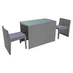 Salon de jardin 2 places r�sine tress�e grise tissu gris