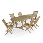 Salon de jardin 4 chaises avec 2 fauteuils en teck massif Salon de jardin 4 chaises avec 2 fauteuils en teck massif