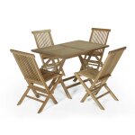Salon de jardin 4 chaises en teck massif