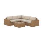 Salon de jardin 4 personnes en résine tressé et tissu beige Salon de jardin 4 personnes en résine tressé et tissu beige