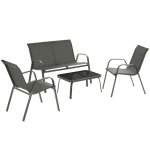Salon de jardin pour 4 personnes tissu dperlant et table anthracite