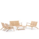 Salon de jardin 4 places en bois et rotin synthétique beige Salon de jardin 4 places en bois et rotin synthétique beige
