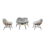 Salon de jardin 4 places canapé + fauteuils gris foncé Salon de jardin 4 places canapé + fauteuils gris foncé