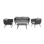 Salon de jardin 4 places en coton et aluminium gris Salon de jardin 4 places en coton et aluminium gris