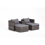 Salon de jardin 4 places en r�sine tress�e gris