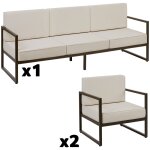 Salon de jardin pour 5 personnes en polyester d�perlant beige