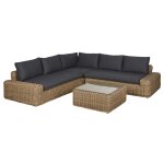 Salon de jardin 5 places en rsine tresse recycle imitation rotin coussins gris anthracite