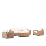 Salon de jardin 5 places en rotin synthtique couleur naturelle