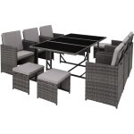 Salon de jardin 6 � 10 personnes r�sistant aux uv et pliable gris