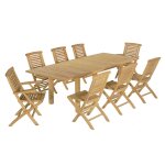 Salon de jardin 6 chaises avec 2 fauteuils en teck massif Salon de jardin 6 chaises avec 2 fauteuils en teck massif