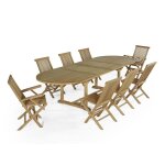 Salon de jardin 6 chaises avec 2 fauteuils en teck massif Salon de jardin 6 chaises avec 2 fauteuils en teck massif