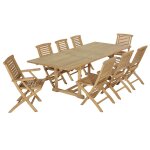 Salon de jardin 6 chaises + 2 fauteuils en teck massif Salon de jardin 6 chaises + 2 fauteuils en teck massif