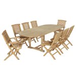 Salon de jardin 6 chaises + 2 fauteuils en teck massif Salon de jardin 6 chaises + 2 fauteuils en teck massif