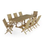 Salon de jardin 6 chaises avec 2 fauteuils en teck massif Salon de jardin 6 chaises avec 2 fauteuils en teck massif
