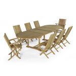 Salon de jardin 6 chaises avec 2 fauteuils en teck massif Salon de jardin 6 chaises avec 2 fauteuils en teck massif