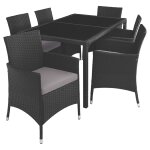 Salon de jardin 6 personnes rsistant aux uv noir / gris
