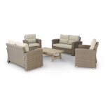 Salon de jardin 6 places avec table basse en bois