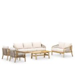 Salon de jardin 7 places bois et cramique moutarde 125x65
