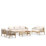 Salon de jardin 7 places bois et cramique terracotta 125x65