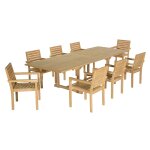 Salon de jardin 8 chaises + 2 fauteuils en teck massif Salon de jardin 8 chaises + 2 fauteuils en teck massif
