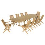 Salon de jardin 8 chaises + 2 fauteuils en teck massif Salon de jardin 8 chaises + 2 fauteuils en teck massif