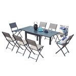Salon de jardin 8 places en aluminium gris foncé Salon de jardin 8 places en aluminium gris foncé