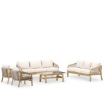 Salon de jardin 8 places bois et céramique bleue 125x65 Salon de jardin 8 places bois et céramique bleue 125x65