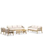 Salon de jardin 8 places bois et cramique moutarde 125x65
