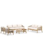 Salon de jardin 8 places bois et cramique terracotta 125x65