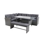 Salon de jardin 8 places en r�sine anthracite et coussins verts