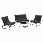Salon de jardin bas 4 places en m�tal noir