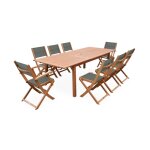 Salon de jardin en bois table 180 - 240cm savane Salon de jardin en bois table 180 - 240cm savane