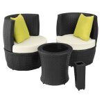 Salon de jardin avec cadre en aluminium rembourrage épais noir Salon de jardin avec cadre en aluminium rembourrage épais noir