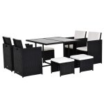 Salon de jardin encastrable 8 personnes 9 pices rsine tresse noir