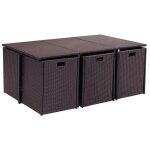 Salon de jardin encastrable marron / blanc 10 places