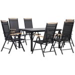 Salon de jardin extrieur 6 personnes aluminium noir