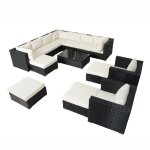 Salon de jardin modulable 13 - 14 places en rsine tresse noir et blanc