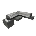 Salon de jardin modulable 6 places en rsine tresse - gris sombre et