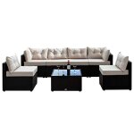 Salon de jardin modulable 6 places en rsine tresse - noir