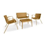 Salon de jardin en polypropyl�ne ocre 4 places