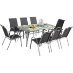 Salon de jardin repas acier gris 8 places